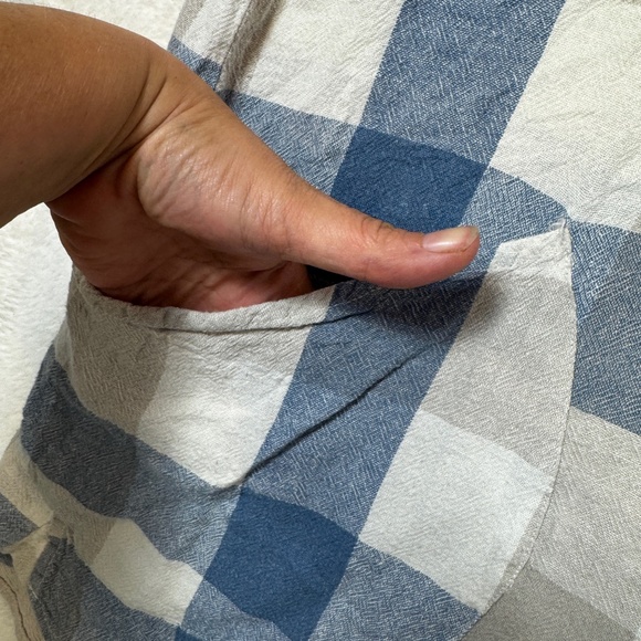 For Cynthia Sleeveless Blouse Womens Size 1X Linen Blend Plaid Western Countrygi - Picture 3 of 8